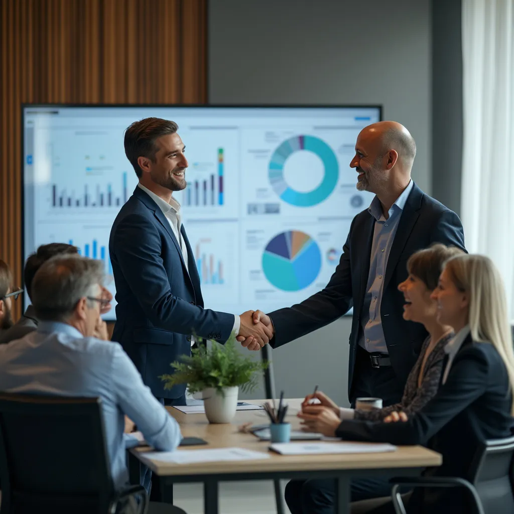 Presentación de resultados a cliente satisfecho
